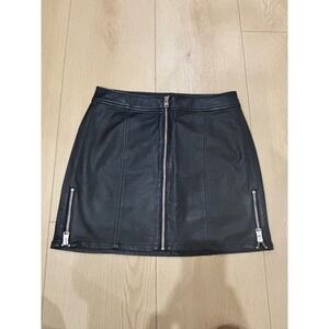Express Black Vegan Leather Mini Skirt Front Zip Moto Side Zippers Size
